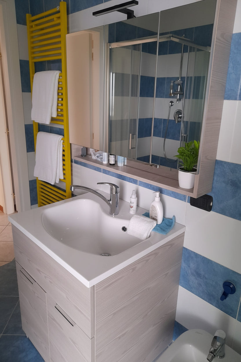 Mobile Bagno Lavatoio Con Specchio Color Grigio