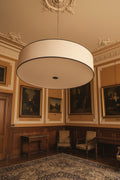 Lampadario  Grande   Ovale In Tessuto  Marroncino
