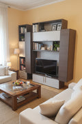 Mobile Soggiorno Con Ante E Cassetti Color Testa Di Moro E Beige Lunghezza 180cm