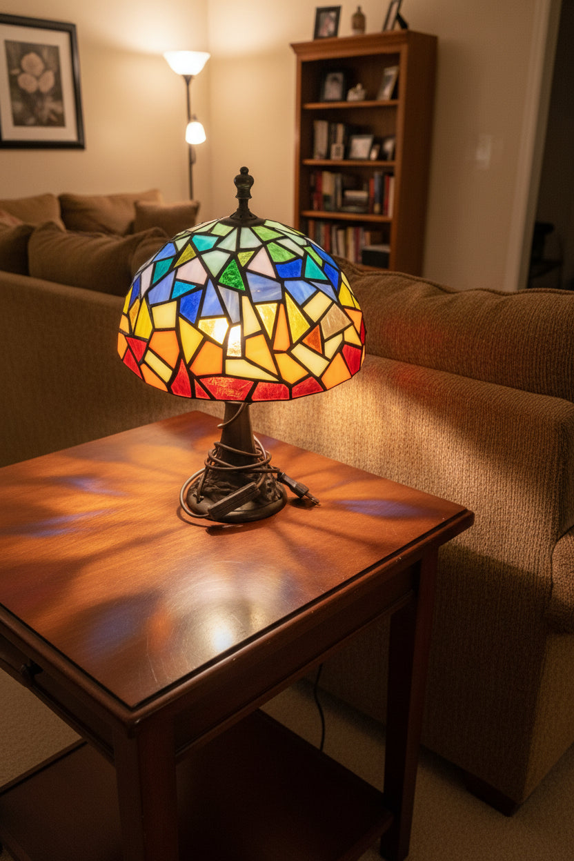Lampada Da Tavolo Modello Tiffani  In Vetro