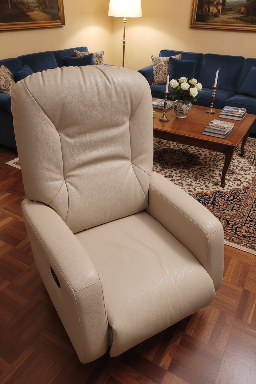 Poltrona Relax In Pelle Beige