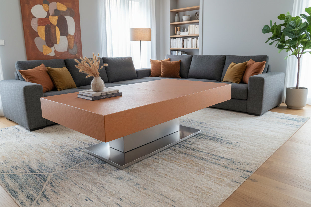 Tavolo  Ares  Fold 120x80  Da Chiuso, Aperto 220x80, Con Struttura Centrale  In Acciaio Regolabile In Altezza