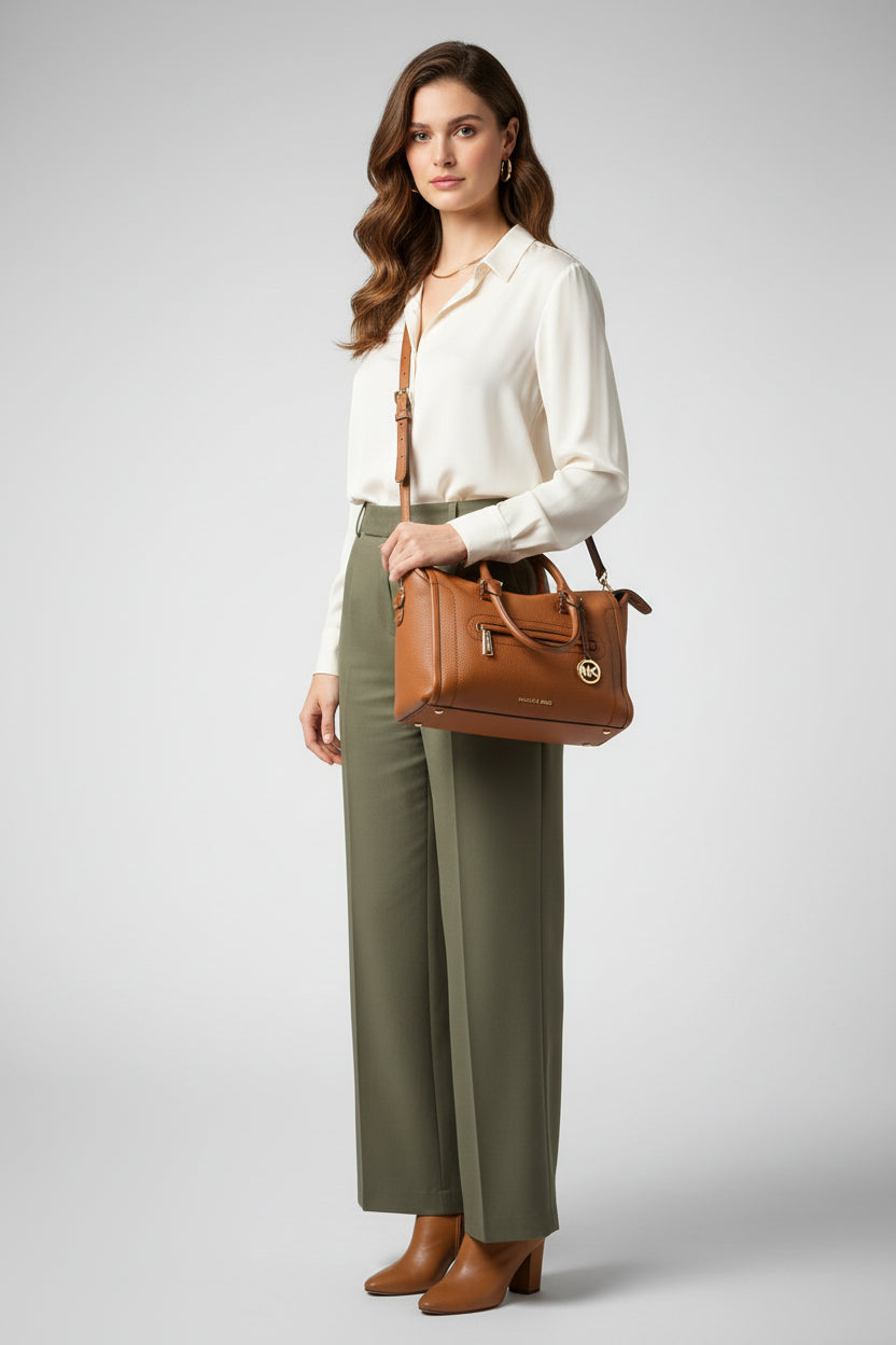 Borsa A Mano E Tracolla Michael Kors In Ecopelle Color Nocciola