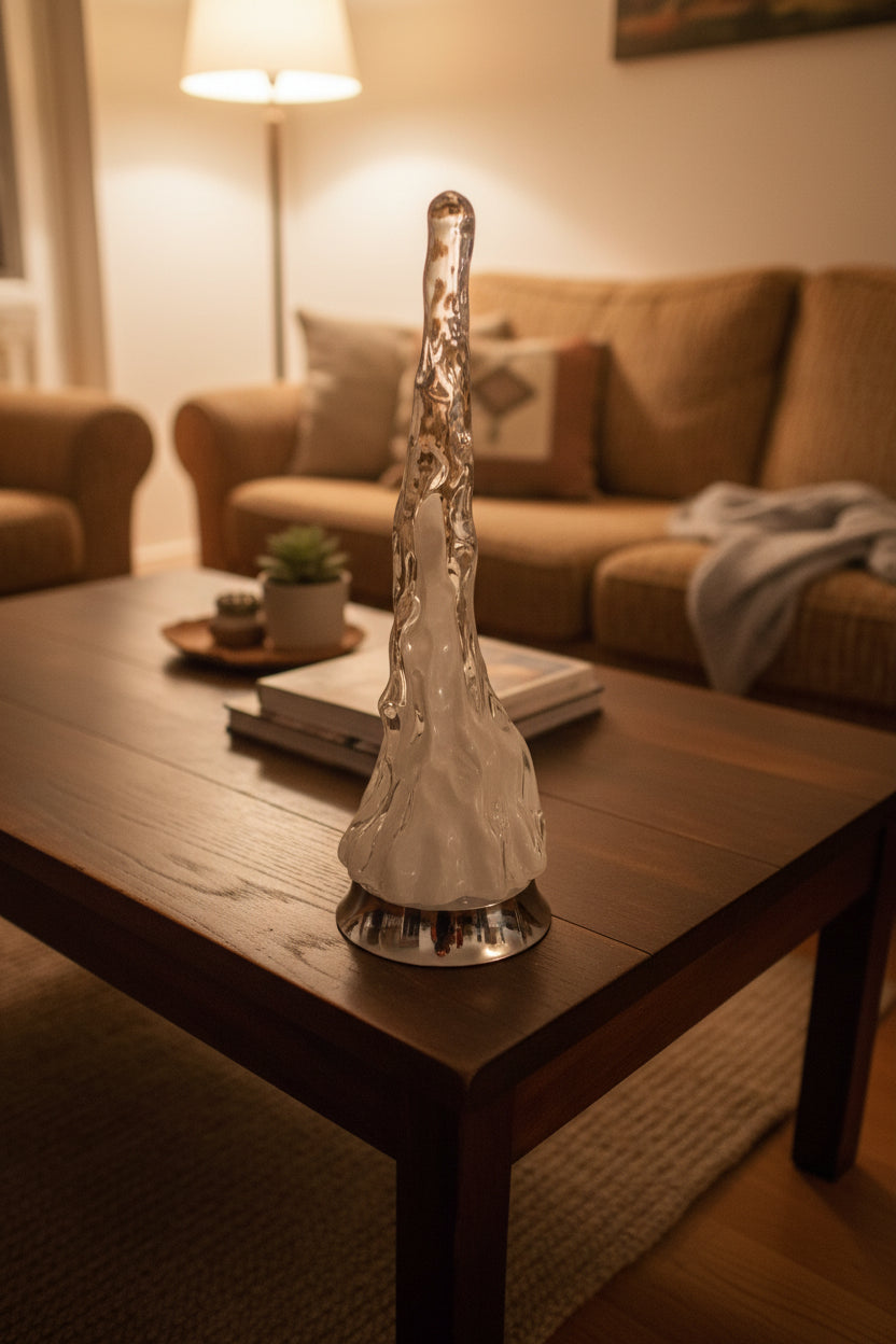 Lampada Iceberg In Vetro Con Base In Acciaio Cromato